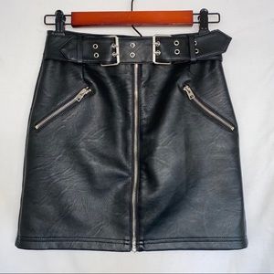 Topshop Faux Leather Skirt with Belt